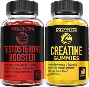 Atlantis Nutrition Testosterone Booster 2-Pack (120 Gummies) + Creatine 2-Pack (120 Gummies)