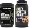 NutraBio Creatine Monohydrate, Unflavored, 300g and Whey Protein Isolate, Blueberry Muffin, Supplement Bundle - Muscle Energy, Lean Muscle Growth, Recovery, and Strength
