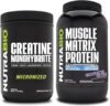 NutraBio Creatine Monohydrate, Unflavored, (500 g) and Muscle Matrix Protein Powder, (Confetti Cake) Supplement Bundle – Muscle Energy, Maximum Growth, Recovery, and Strength