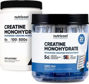 Nutricost Micronized Creatine Monohydrate 500 Grams and 20 Stickpacks (Variety) Bundle
